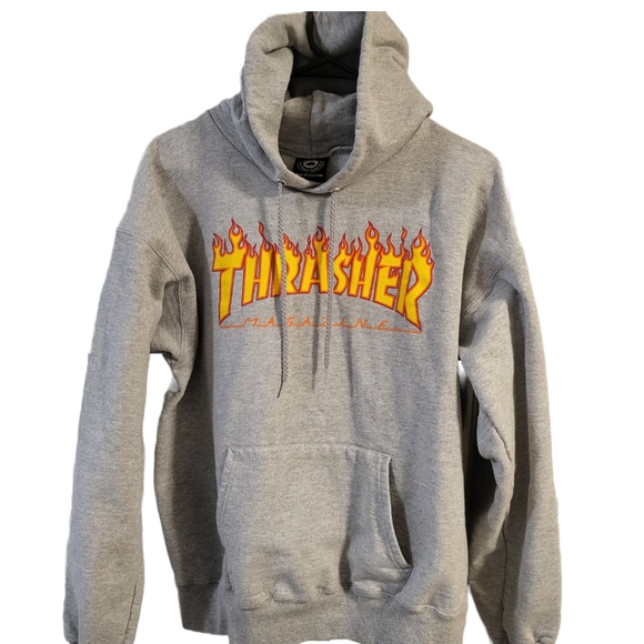 Thrasher Grey Hoodie with Red & Yellow Wild Logo - Picture 2 of 4